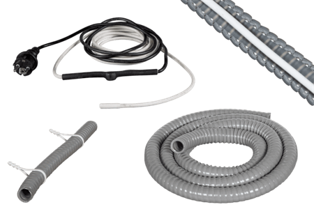 Dräneringsslang 19mm+värmekabel för Pancake, 1 m - 15 W