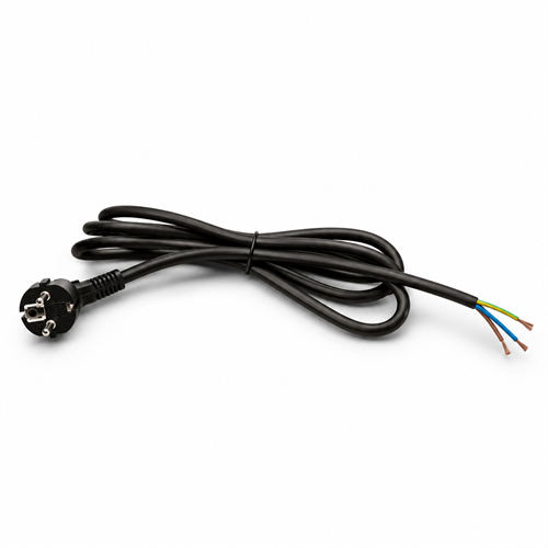 QsanTec gummikabel med jordad stickpropp, svart – 5 m