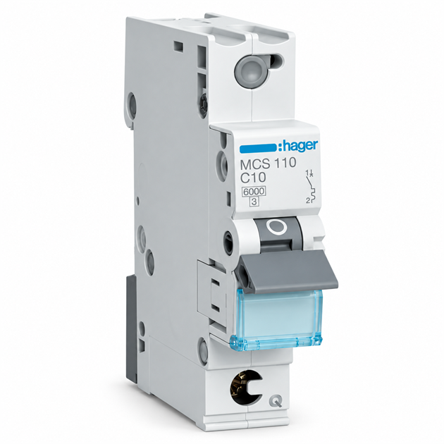 Hager minibrytare MCS110 1-pol 10 A C – 6 kA