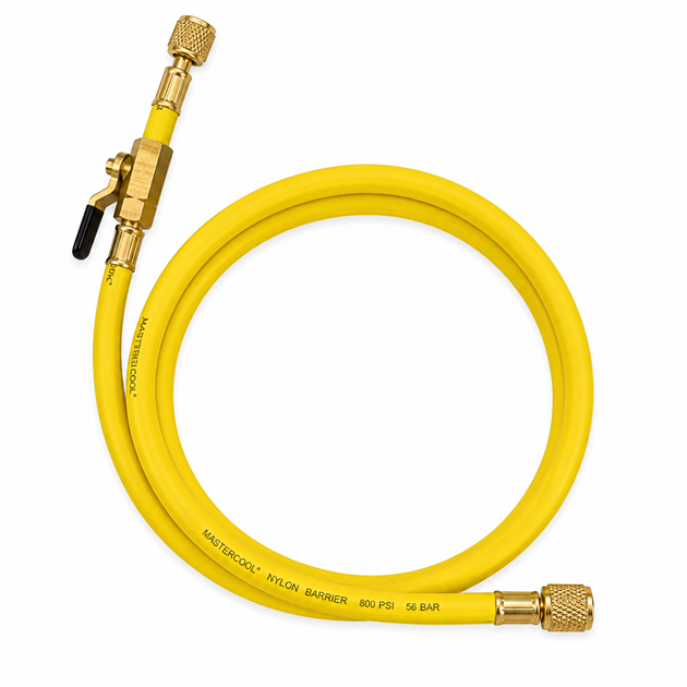 Slang Gul 1/4" x 5/16" med kulventil – 1,5 m
