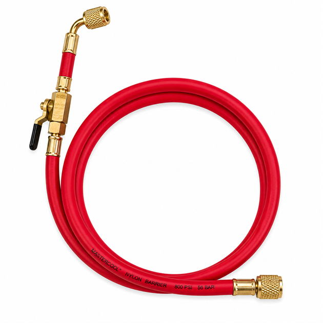 Slang Röd 1/4" x 5/16" med kulventil – 1,5 m
