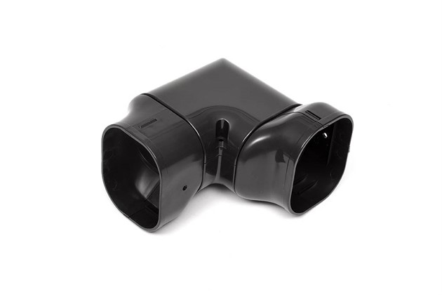 Plan vinkel med 90° vridning, 77mm - Svart