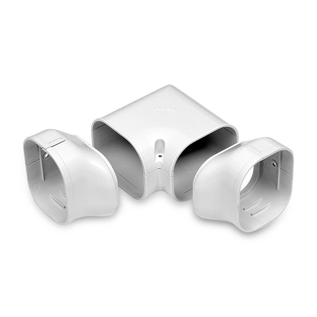 Plan vinkel med 90° vridning, 77mm - Vit
